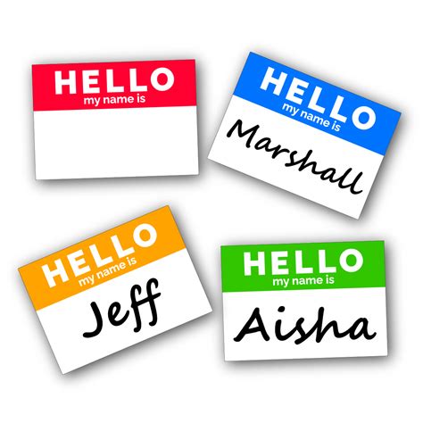 Colourful Name Tag Labels Hello My Name Is Stickers 68mm X 48mm Large Sticker Stocker