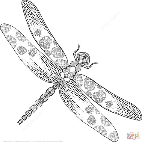 We have a variety of printable dragon coloring pages that your kids will enjoy. Zentangle Dragonfly coloring page | Free Printable ...