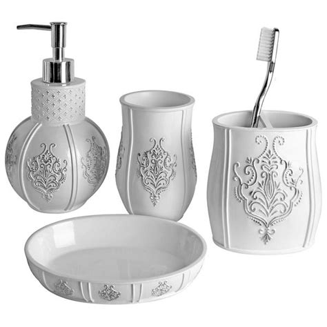 Shop Vintage White 4 Piece Bathroom Accessory Set Free Shipping Today