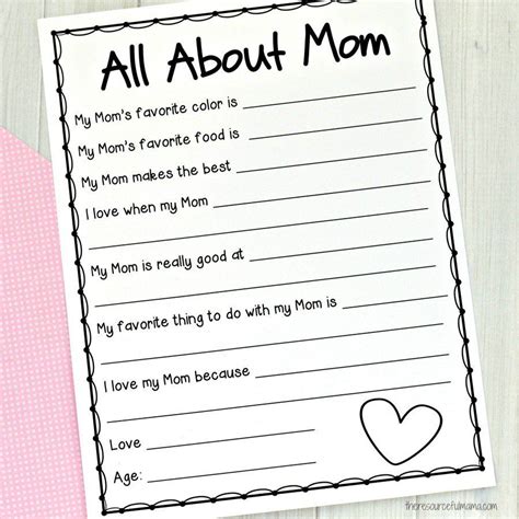 This All Mom Mothers Day Survey Makes A Great Keepsake T For Kids