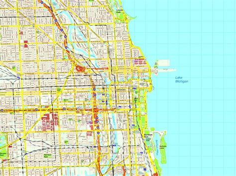 Chicago Map Eps Illustrator Vector City Maps Usa America