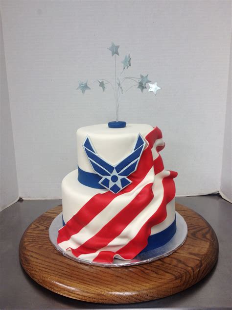 Air Force Cake With A Flag And Silver Stars Cake By Tracycakesar