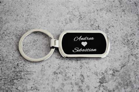 Personalized Rectangle Keychain Custom Engraved Keyring Etsy