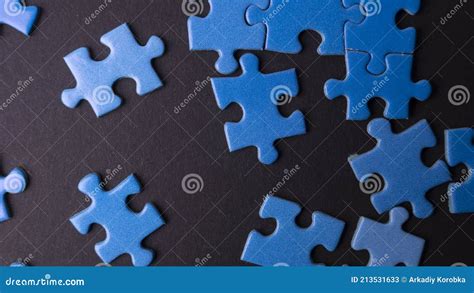 Scattered Puzzle Pieces On Colored Background Stock Image Image Of