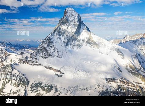 Switzerland Canton Of Valais Zermatt Matterhorn 4478m Aerial