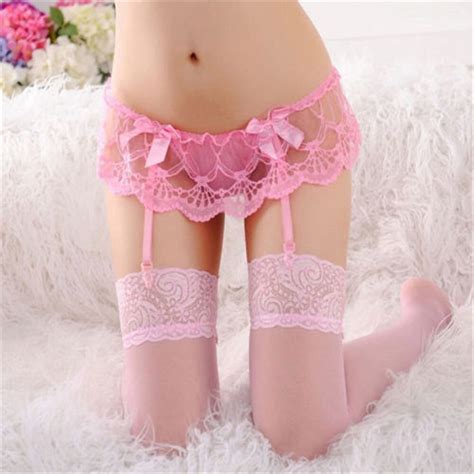 women sheer sexy fashion lace top thigh highs stockings andgarter belt suspender y in stockings