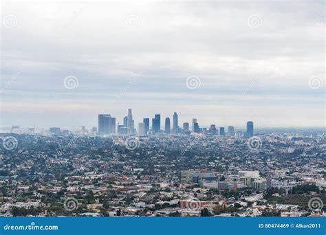 Fog In Los Angeles Downtown Stock Image Image Of California Skyline