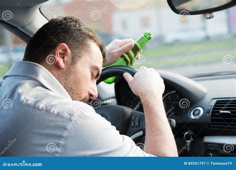 Drunk Man Driving Car And Falling Asleep Stock Image Image Of Analyzer Breathalyzer 89261797