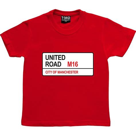 Manchester United United Road M16 Road Sign Red Kids T Shirt Fruugo Uk