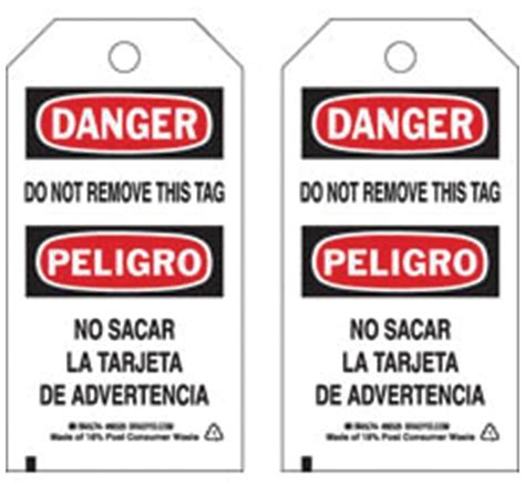 Brady Polyester Encased Paper Tag DANGER PELIGRO DO NOT REMOVE THIS TAG Fisher Scientific