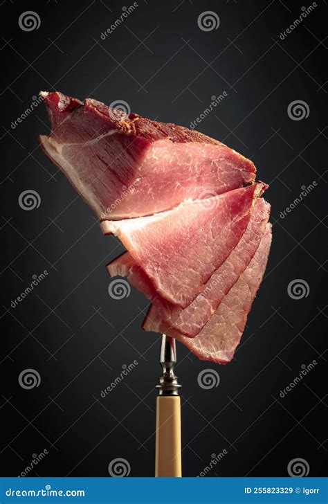 Dry Cured Pork Fillet On A Fork Stock Image Image Of Gourmet Food