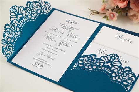 Laser Cut Wedding Invitation 5x7 Cricut Template Tri