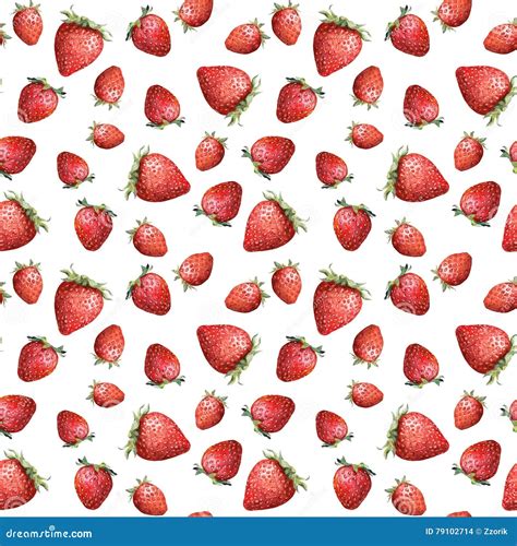 Seamless Wallpaper Bright Strawberry On White Background Watercolour