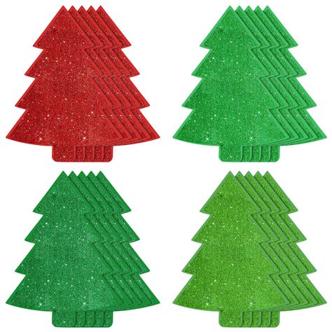 Buy 120 Pieces Christmas Tree Shape Glitter Paper Cutouts Winter Paper