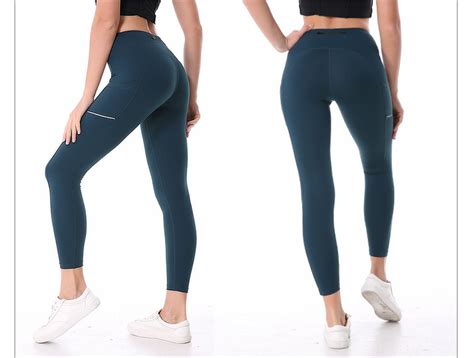 Afk Lu Yoga Leggings High Waist Pocket Reflective Strip Nine Legging Gym Clothes Women