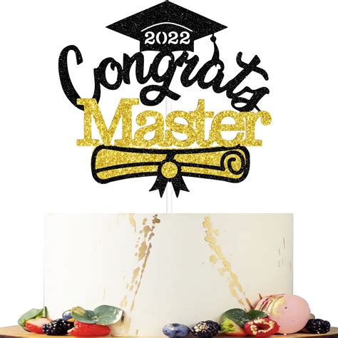 Buy Glitter Congrats Master 2022 Cake Topper Gold And Black 2022
