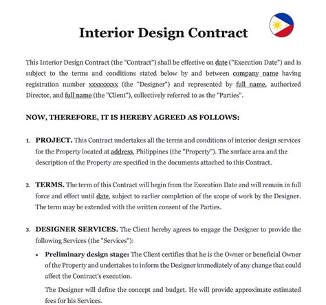 Interior Design Contract In Philippines Download Template Doc