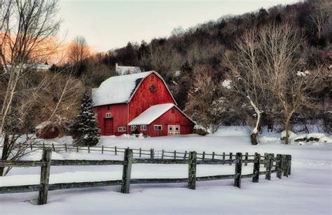 Winter Scene In Connecticut Red Barns Farm Barn Country Barns