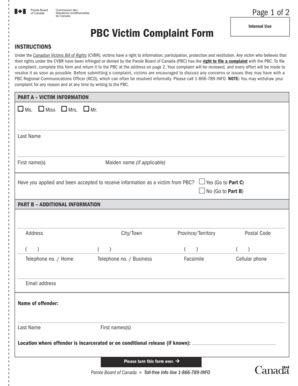Fillable Online Pbc Victim Complain Form Fax Email Print Pdffiller