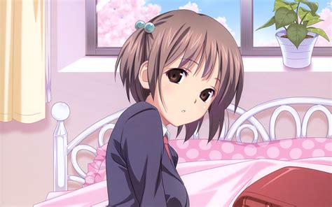 The older she gets, the longer she keeps her short hair. Brown short hair anime girls koutaro wallpaper | 3500x2187 ...