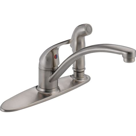 Fine accessories make work also a joy! Delta Single Handle Kitchen Faucet with Spray, Stainless ...