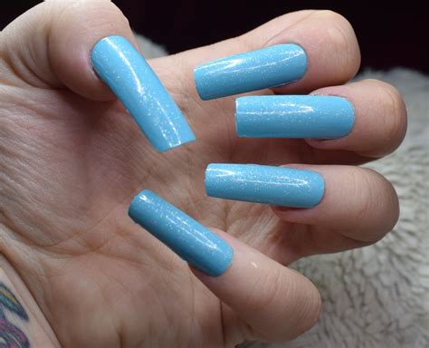 Baby Blue Fake Nails Extra Long False Nails Hand Painted Etsy