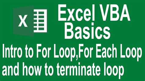 Excel Vba Programming Basics Tutorial 9 Introduction To For Loop