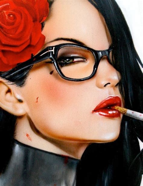 Another Brian M Viveros Up In Smoke Tough Girl Goth Art Woman