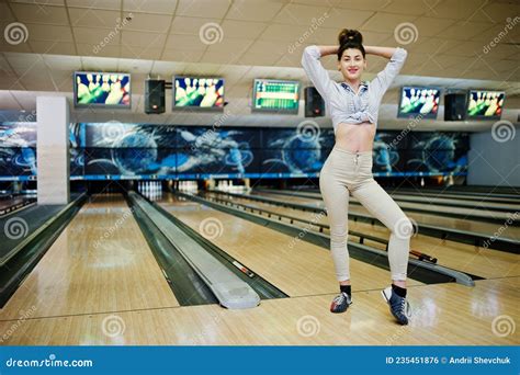 Woman Played At Bowling Club Stock Photo Image Of Girl Alley 235451876