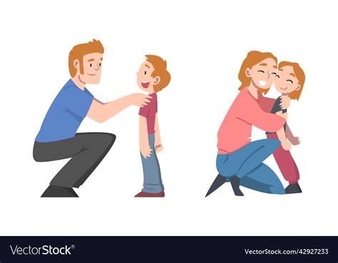 father and mother talking to their son royalty free vector