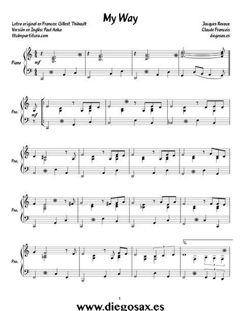 Tocapartituras My Way De Frank Sinatra Partitura Fácil Para Piano De A