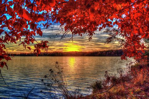 Good Bye Until Tomorrow 2 Fall Leaves Sunset Lake Oconee