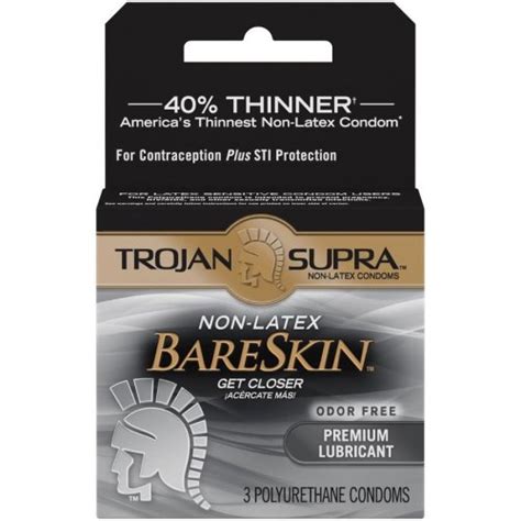 Trojan Supra Non Latex Bareskin Condoms 3 Pack Sex Toys At Adult Empire