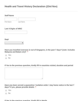 Keep this health declaration form with your travel documents for verification purposes during travel and on arrival. Health and Travel History Declaration Form Template | JotForm