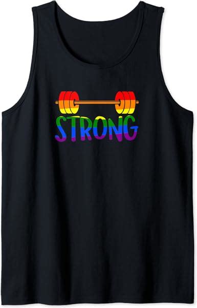Amazon Com Gay Pride STRONG Gym Rainbow Barbell Tank Top Clothing