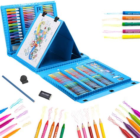 208pcs Kids Paintbrush Set Color Pencil Crayon Watercolor Pencil Set
