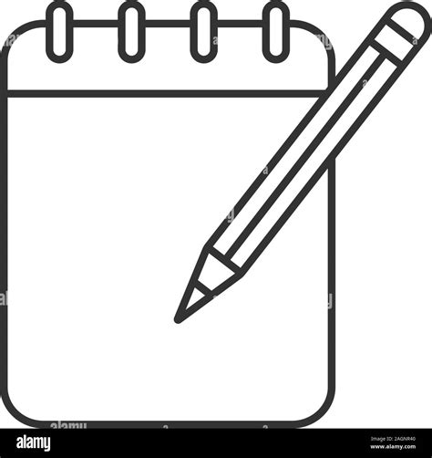 Notepad With Pencil Linear Icon Thin Line Illustration Taking Notes