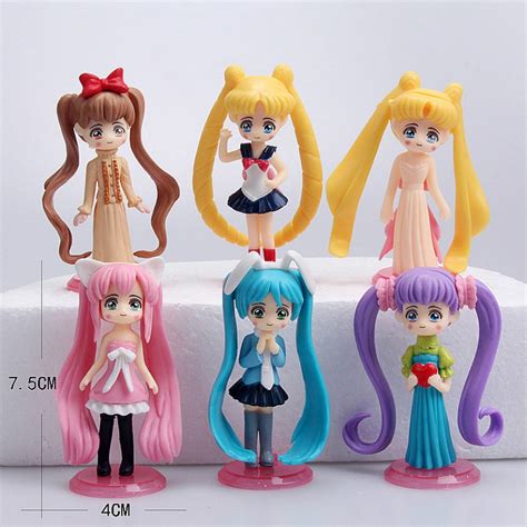 6pcsset Hot Sailor Moon Action Figure Model Toy Tsukino Usagi Janpan