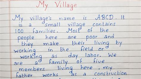 Write A Short Essay On My Village Essay Writing English Youtube