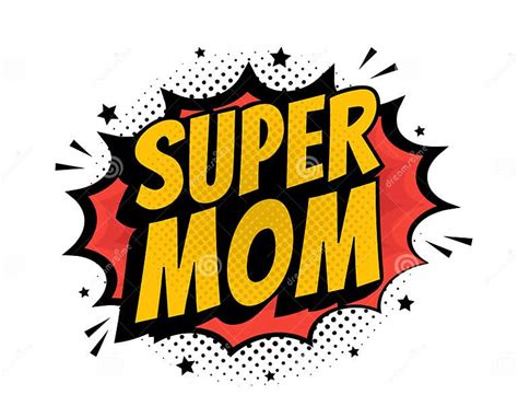 super mom pop art comic book style word isolated on white background stock vector