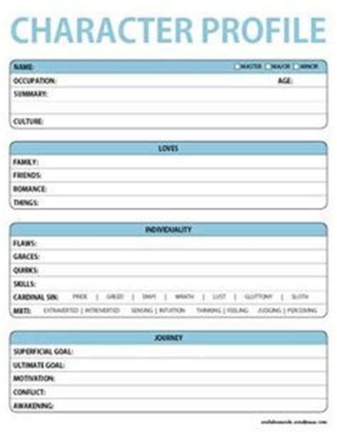 Character Sheet | Writing Worksheets, Templates, & PDF | Writing ...