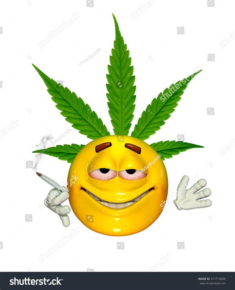 An Emoticon Enjoys Smoking Cannabis 3d Render With Digital Painting