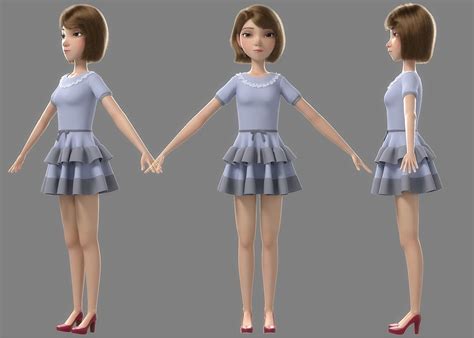 Cartoon Girl Rigged 3d Model Rigged Cgtrader