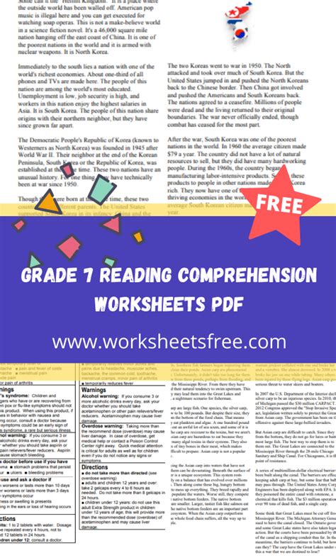 Grade 7 Reading Comprehension Worksheets Pdf Worksheets Free