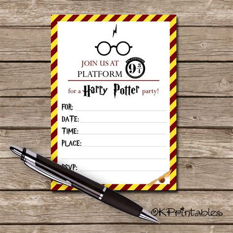 Potter Invitation- Printable invite Harry Potter - HP Party invite- Instant Download- 5x7 invite 