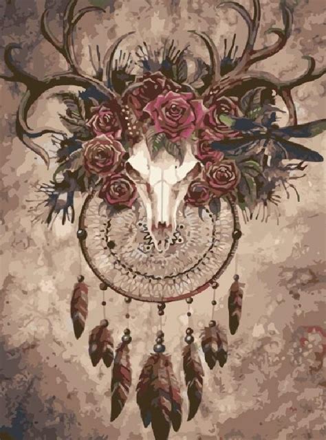 Deer Skull Dream Catcher Paint By Numbers Numeral Paint Kit