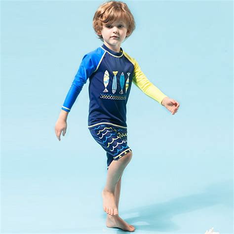 Character Boys Swimwear Long Sleeve Short Pants Childrens Beach Wear