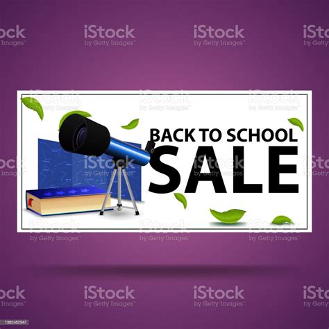Back To School Sale White Discount Banner With Telescope Map Of The