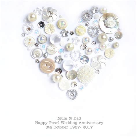 Personalised Pearl Heart Anniversary Art By Sweet Dimple