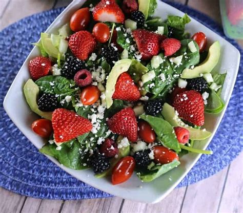 Berry Avocado Spinach Salad With Balsamic Vinaigrette Dressing Jenns